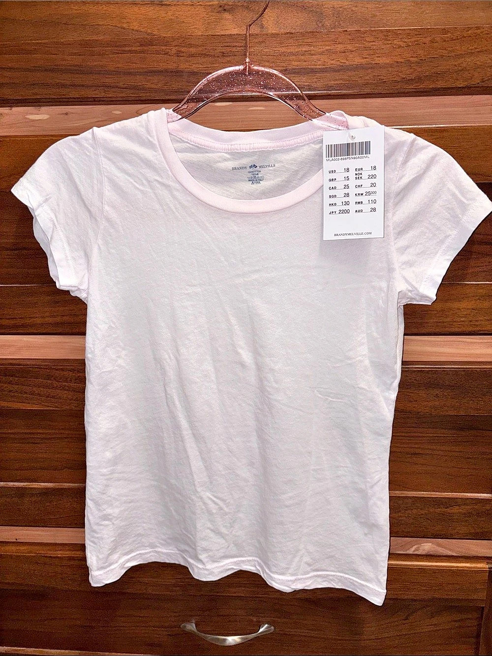 Brandy Melville NWT Light Pink Short Sleeve Cotton Tee